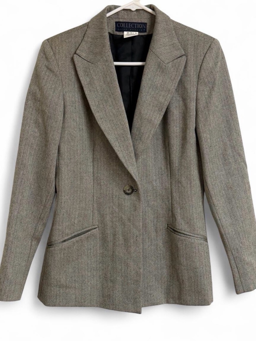 Harve Benard Olive-Gray Single-Button Tailored Blazer